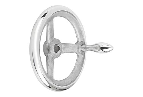 Handräder DIN 950 aus Aluminium, mit drehbarem Ballengriff