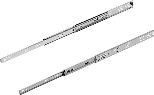 Teleskopschienen Stahl für Seitenmontage, Vollauszug, Tragkraft bis 45 kg, ICS - 1577