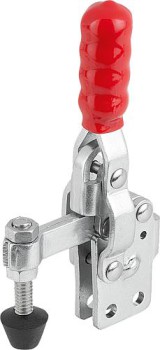 Schnellspanner vertikal  mit senkrechtem Fuß und verstellbarer Andruckspindel, Haltekraft FH 80N